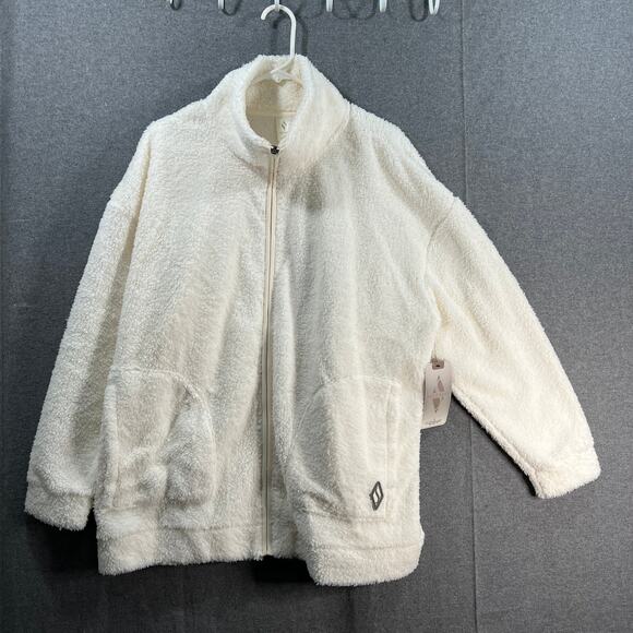 Skechers Womens Jeacket Downtime Sherpa Jacket Egret Size 2XL - Picture 1 of 12